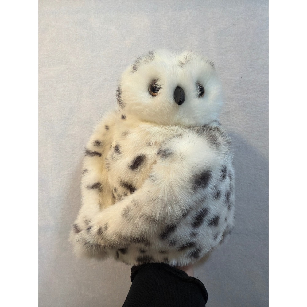 Folkmanis Snowy Owl Hand Puppet Plush Toy Spotted White Black